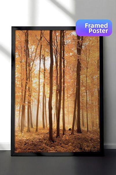 Postifull Pictură înrămată cu copaci de toamnă, cadru negru și poster, pictur...
