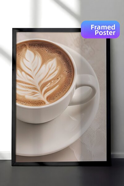 Postifull Pictură înrămată Caffe Latte, cadru negru și poster, pictură vertic...