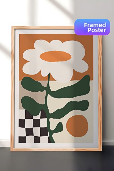 Postifull Tablou cu rama din lemn, set de postere si rame, seria Retro Flower...