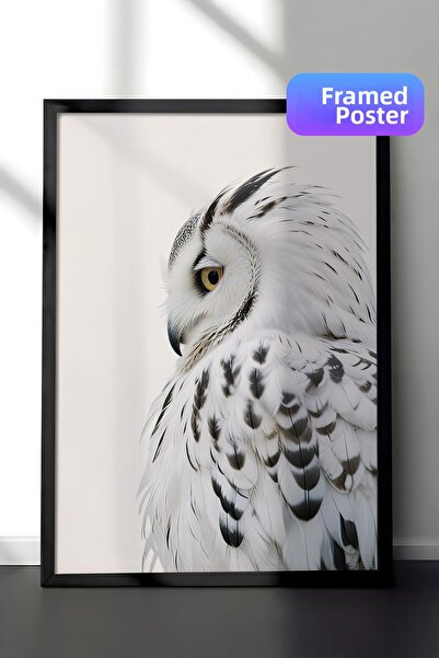 Postifull Tablou înrămat cu bufniță, cadru negru și poster, pictură verticală...