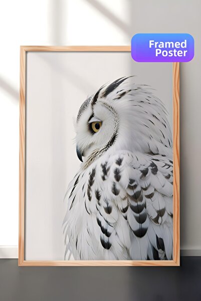 Postifull Pictură înrămată cu bufniță, cadru din lemn și poster, pictură vert...