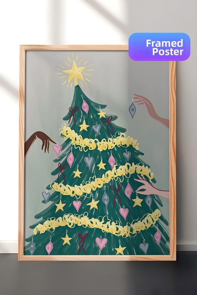 Postifull Tablou cu rama din lemn, poster de Anul Nou cu rama, decor de Anul ...