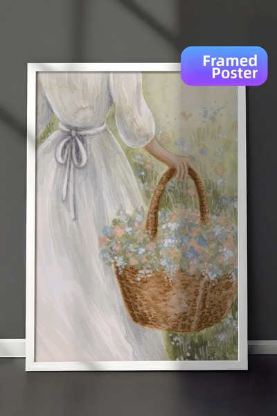 Postifull Εικόνα με κορνίζα με λουλούδια, λευκό πλαίσιο και αφίσα, ζωγραφική ...