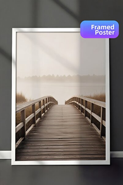 Postifull Pictură înrămată Path to the Beach, cadru alb și poster, pictură mu...