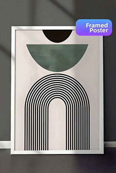 Postifull White Framed Painting, Poster and Frame Set, Mid Century Green No2 ...