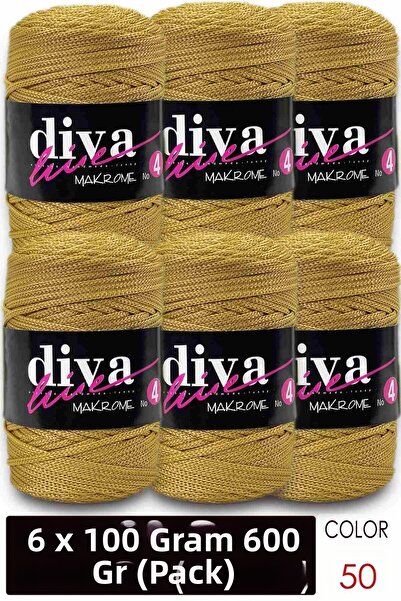 Diva İplik Diva Macrame Cord Thick (No:4) 50 Gold (Pack of 6)