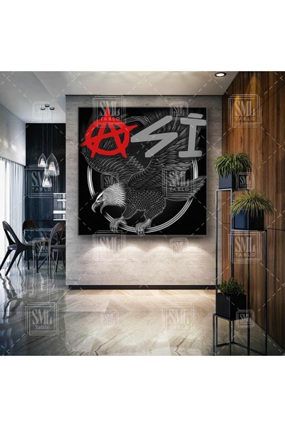 SML TABLO Flying Eagle Rebel Beşiktaş Fan Square Canvas Painting