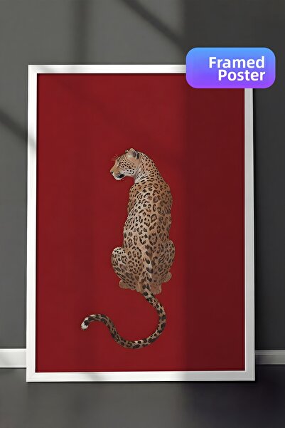 Postifull White Framed Painting, Leopard, Comfort Series Kitchen Wall Paintin...
