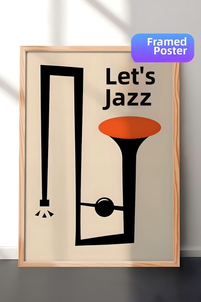 Postifull لوحة بإطار خشبي، Let's Jazz - 3، لوحة خشبية للمطبخ من سلسلة Comfort...