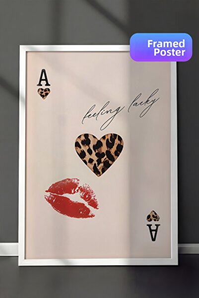 Postifull Pictură cu cadru alb, card leopard, pictură de perete pentru bucătă...