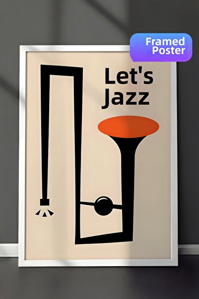 Postifull لوحة مؤطرة باللون الأبيض، Let's Jazz - 3، لوحة حائط للمطبخ من سلسلة...