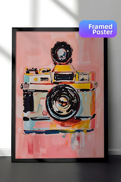 Postifull Pictură cu cadru negru, cameră vintage, pictură de perete pentru bu...