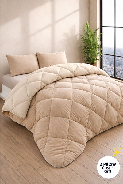 Formeya Cuvertură dublă de lux bej Wellsoft cu două fețe 195x215 cm