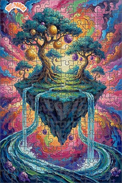 Teona Ahşap ألغاز خشبية مؤطرة بطبقتين بمظهر لوحة زيتية تصور أشجار وشلالات بأس...