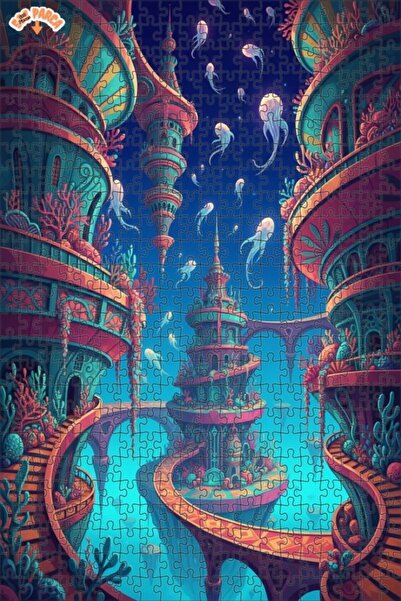 Teona Ahşap لغز خشبي بإطار مزدوج الطابق بتصميم مدينة تحت الماء رائعة مع مشهد ...