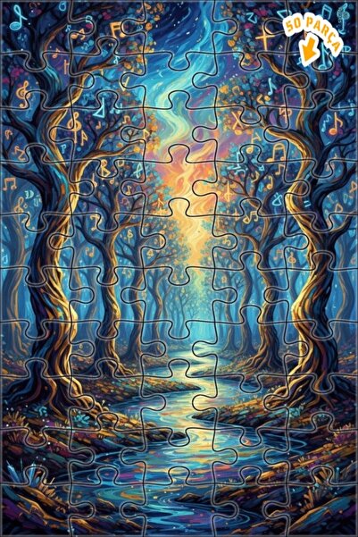 Teona Ahşap لغز خشبي مؤطر بطبقتين بمظهر لوحة زيتية يصور أسرار الغابة الموسيقي...