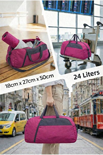MUCCO Kaff Medium Pink Front Pocket Adjustable Shoulder Strap Hand Travel Duf...