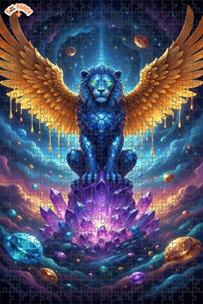 Teona Ahşap لغز كريستال الأسد الأزرق ذو الأجنحة 500 قطعة 50x30