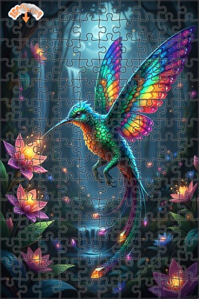 Teona Ahşap لغز خشبي مؤطر بطبقتين بتصميم فني ساحر لطائر الفراشة والشلال 150 ق...