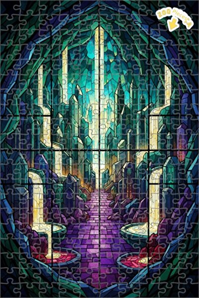 Teona Ahşap لغز فني لمدينة الكريستال الغامضة مع شلالات برية ومشهد مائي، 200 ق...