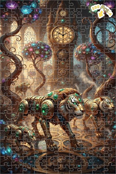 Teona Ahşap لغز خشبي بإطار مزدوج الطبقات بتصميم أشجار كريستالية وأسودات على ط...