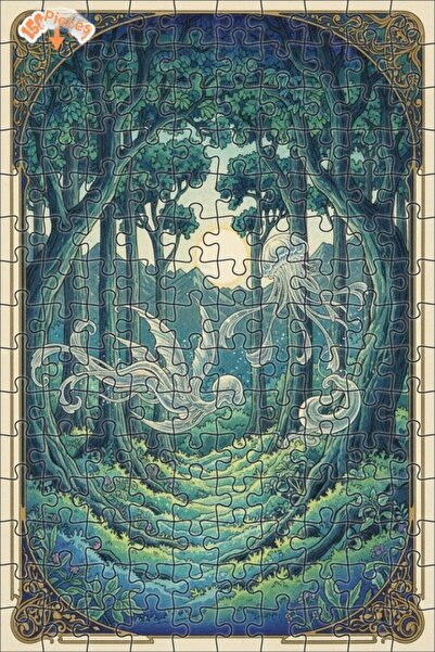 Teona Ahşap لغز خشبي بإطار مزدوج الطبقات بمظهر الألوان المائية، بتصميم جنيات ...