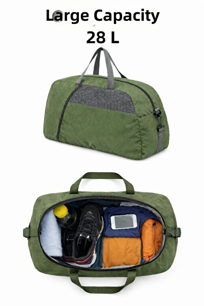 MUCCO Kaff Large Khaki Front Pocket Adjustable Shoulder Strap Hand Travel Duf...