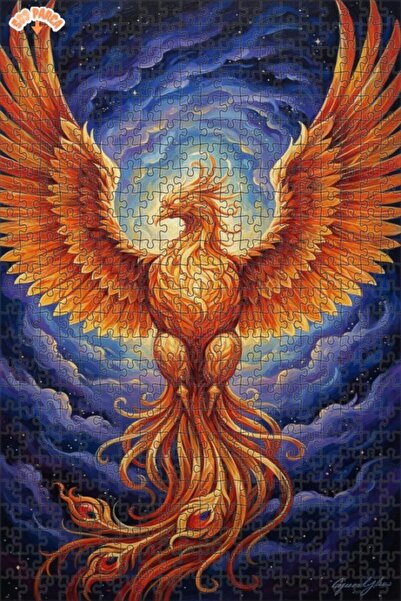 Teona Ahşap لوحة فنية خشبية مؤطرة على شكل طائر الفينيق الغامض بمظهر لوحة زيتي...