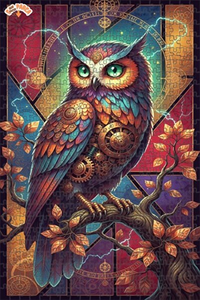 Teona Ahşap لغز خشبي على شكل بومة ميكانيكية بتصميم زيت البخور، 500 قطعة، 50×3...