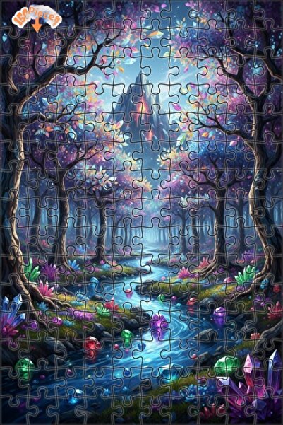 Teona Ahşap Crystal Forest River Landscape Oil Painting Look 150 Pieces 20X30