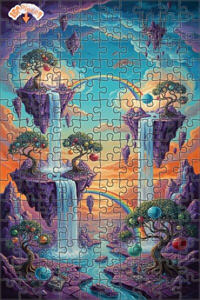 Teona Ahşap لغز فني بتصميم شلالات السماء الخيالية بمظهر اللوحات الزيتية 150 ق...