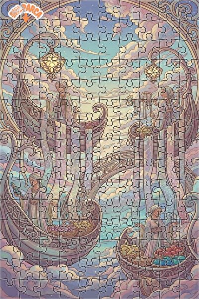 Teona Ahşap Fairy Tale Celestial Journey Oil Painting Look Double Layer Frame...