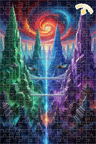 Teona Ahşap لغز خشبي بمظهر لوحة زيتية لمنظر مدينة خيالي 200 قطعة 25×35