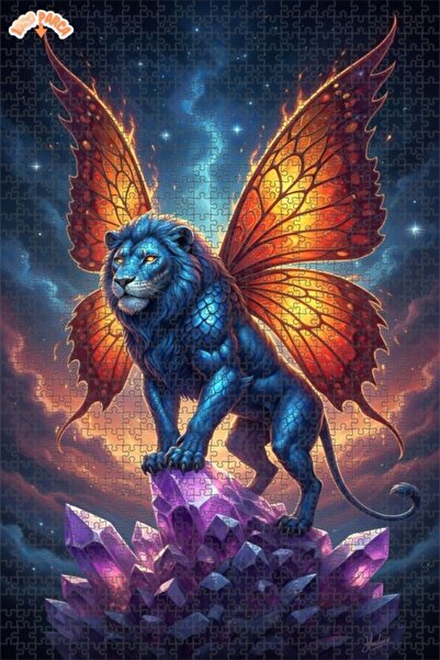 Teona Ahşap لغز خشبي على شكل أسد ذو أجنحة كريستالية سحرية بمظهر لوحة زيتية 10...