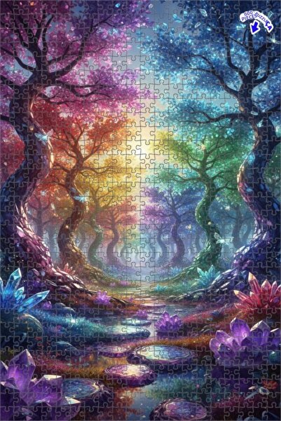 Teona Ahşap غابة قوس قزح، بلورات غامضة، أشجار ملونة، لغز خشبي بإطار مزدوج الط...