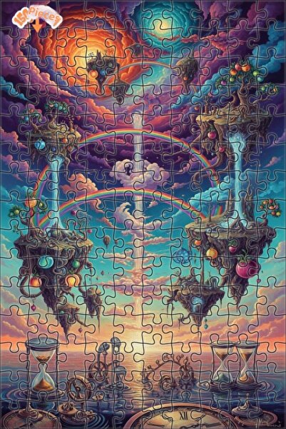 Teona Ahşap لغز خشبي مؤطر بطبقتين بمظهر لوحة زيتية لـ "أرض اللانهاية" 150 قطع...