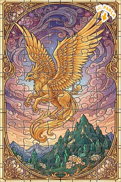 Teona Ahşap لغز خشبي بإطار مزدوج الطبقات من Golden Winged Griffin Art 50 قطعة...