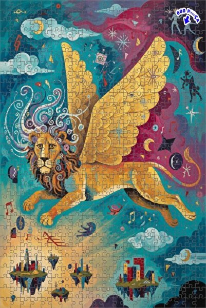 Teona Ahşap لغز خشبي بمظهر لوحة زيتية لـ "مدينة الأحلام للأسد ذو الأجنحة" 600...