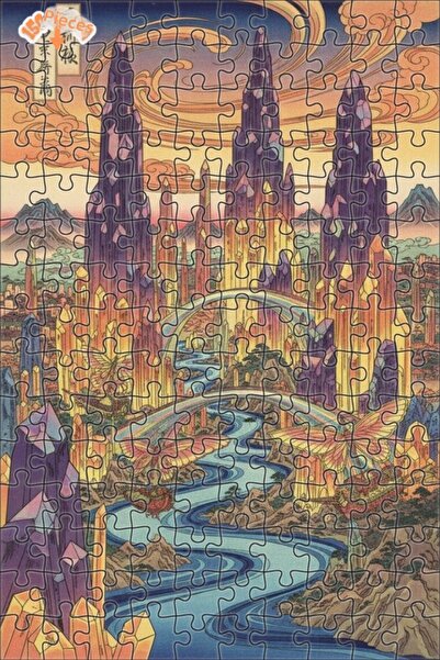 Teona Ahşap لغز خشبي بإطار مزدوج الطبقات من كريستال سيتي تيل، 150 قطعة، 20×30