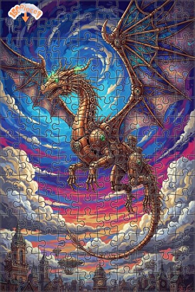 Teona Ahşap لغز خشبي بإطار مزدوج الطبقات بتصميم ستيمبانك بمظهر لوحة زيتية ميك...