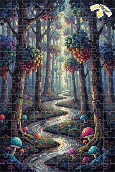 Teona Ahşap لوحة زيتية ملونة لمنظر طريق الغابة 200 قطعة 25×35