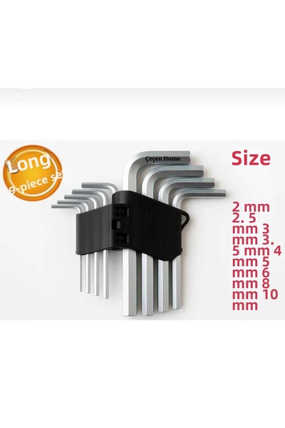 ÇEÇEN HOME Steel 9-Piece Long Allen Wrench Set (2.0mm 2.5mm 3.0mm 3.5mm 4.0mm...