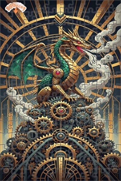 Teona Ahşap لغز خشبي ميكانيكي على شكل تنين بخاري بإطار مزدوج الطبقات 150 قطعة...