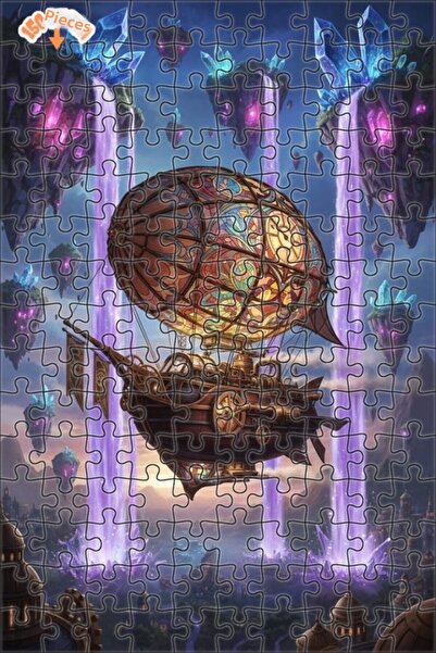 Teona Ahşap لغز خشبي مؤطر بطبقتين بتصميم السفينة الهوائية الغامضة والشلالات ا...