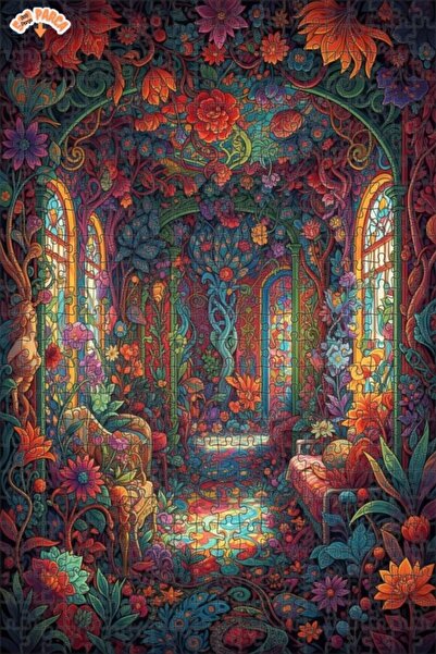 Teona Ahşap Dream Garden Artwork Oil Painting Look Double Layer Framed Wooden...