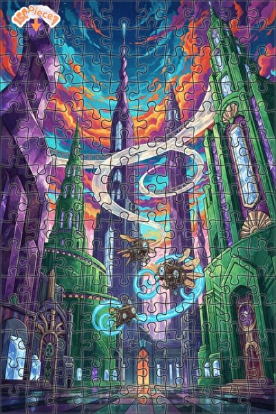 Teona Ahşap لغز خشبي بإطار مزدوج الطبقات بتصميم مشهد مدينة ستيمبانك مع مظهر ا...