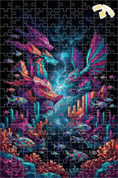 Teona Ahşap لغز خشبي ملون بإطار مزدوج الطبقات بتصميم الرقص الفلكي للتنانين 20...