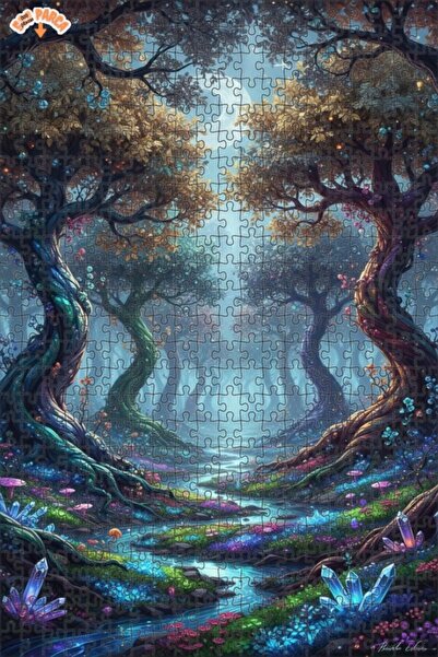 Teona Ahşap لغز خشبي مؤطر بطبقتين، بتصميم مشهد نهر الغابة الغامضة بمظهر الألو...