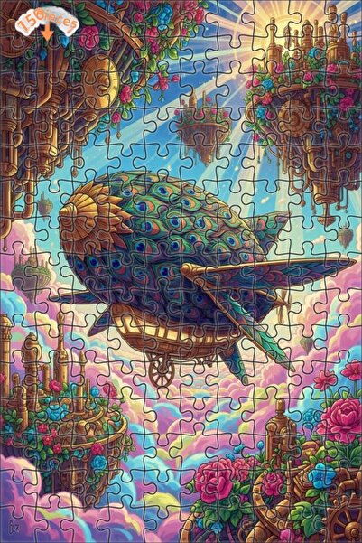 Teona Ahşap لغز خشبي مزخرف بنمط طائر الطاووس الفاخر، مكون من طابقين مع إطار، ...