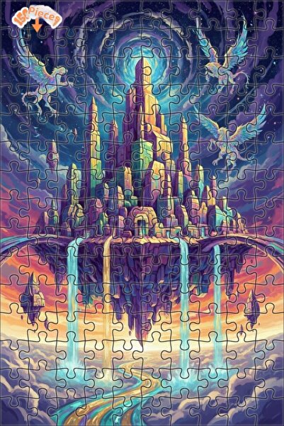 Teona Ahşap لغز خشبي على شكل دولفين مجنحين في السماء بمظهر الألوان المائية 15...